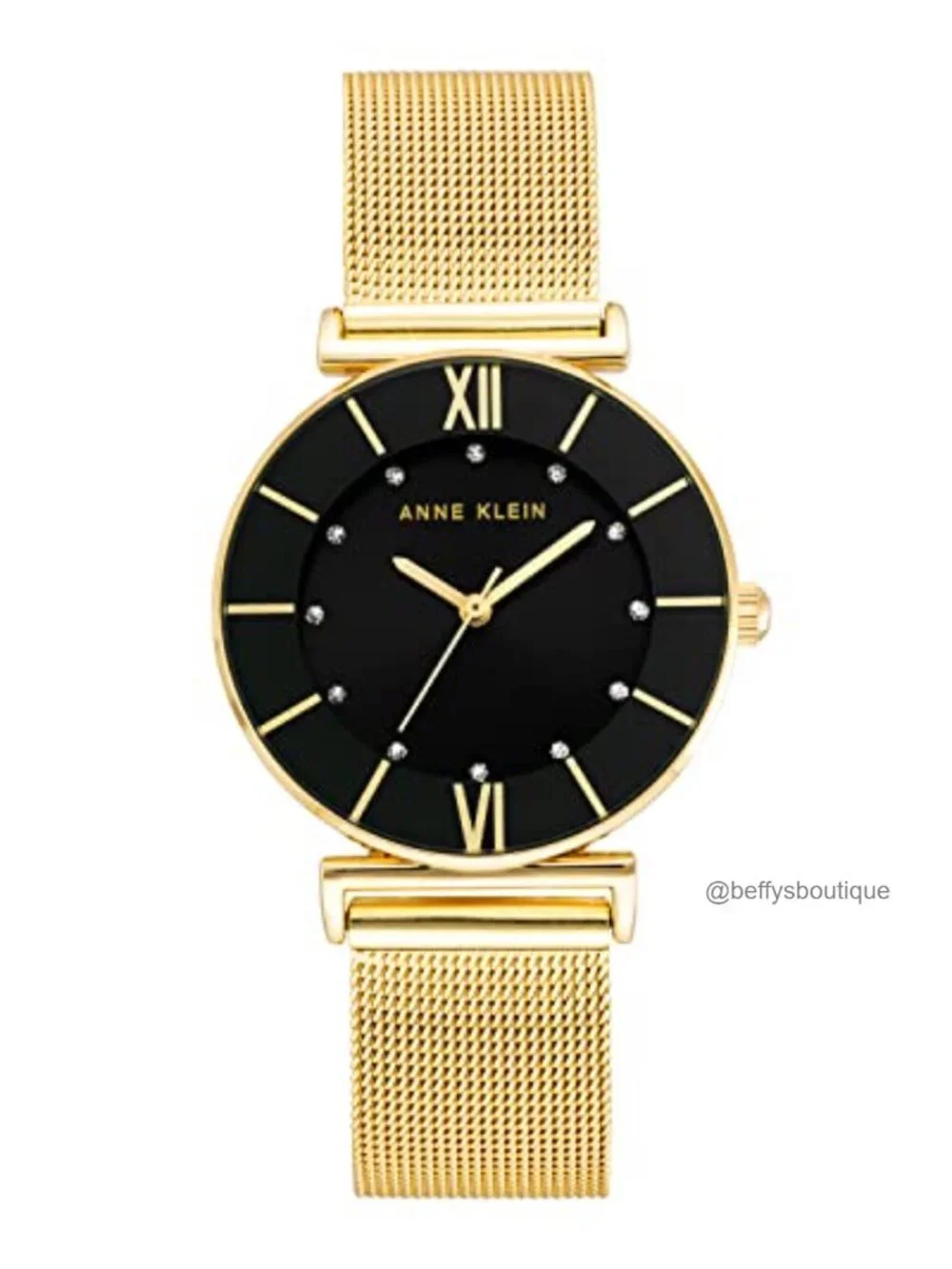 Anne Klein Women's Glitter Accented Mesh Bracelet Watch Gold-Tone